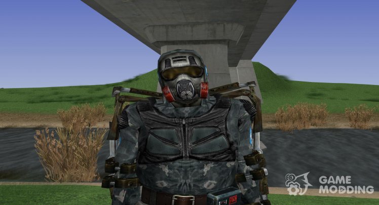 A member of the group Unity in a lightweight exoskeleton of S. T. A. L. K. E. R