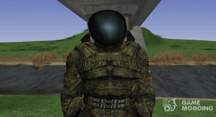 A member of a group of Liquidators in a scientific suit of S. T. A. L. K. E. R