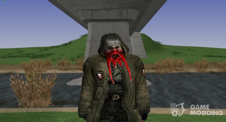 A member of the group Dark stalkers with the head of a bloodsucker from S. T. A. L. K. E. R V. 13