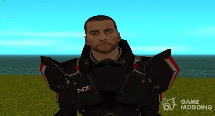 Shepard in enhanced armor from Mass Effect