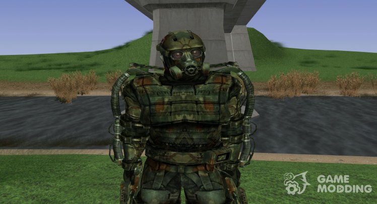 A member of the group the Liquidators in the exoskeleton of S. T. A. L. K. E. R