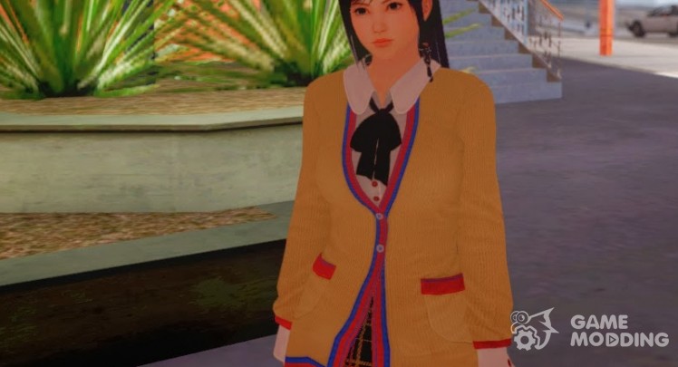 Kokoro wearing a school uniform