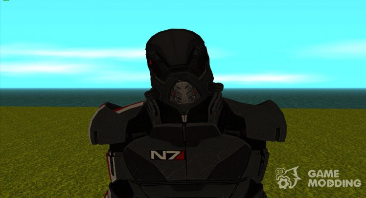 Shepard (hombre) en la Máscara de la Muerte de Mass Effect