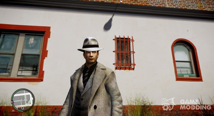 Вито из Mafia II в повседневном костюме и плаще