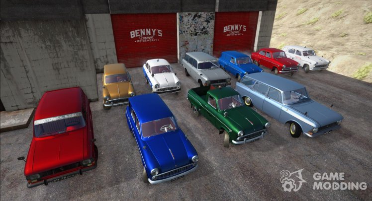 Pack of different cars Moskvich (410, 423, 426, 427, 430, 434, 429)