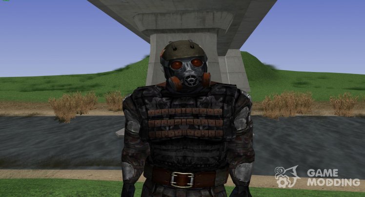 A member of the group Phoenix in the exoskeleton without servos of S. T. A. L. K. E. R