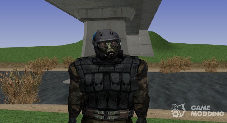 A member of the group Enclave in the scout suit from S. T. A. L. K. E. R.