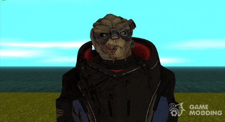 The wounded Garrus Vakarian from Mass Effect 2