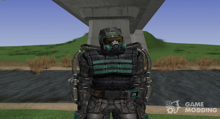 A member of a group of Abnormals in the Exo with upgraded helmet of the S. T. A. L. K. E. R