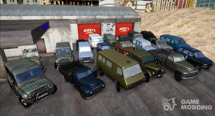 Pack of different UAZ cars