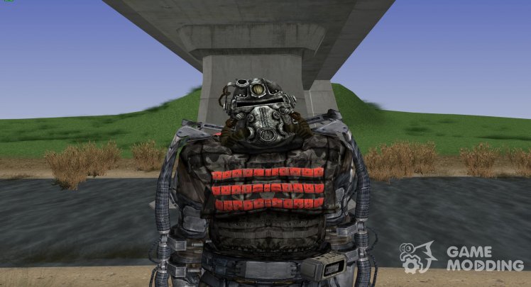 A member of the group Railway in the exoskeleton with improved helmet of the S. T. A. L. K. E. R