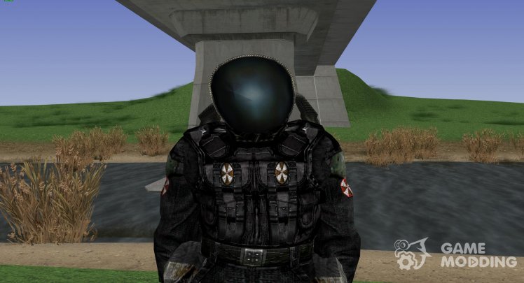 A member of the umbrella Corporation in a scientific suit of S. T. A. L. K. E. R