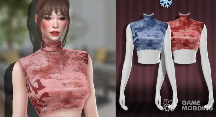 LMCS Tie Dye Printed Top for Sims 4