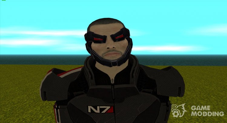Shepard (male) wearing a Delumkor helmet from Mass Effect for GTA San Andreas
