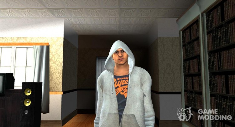 A guy in a hoodie grey for GTA San Andreas