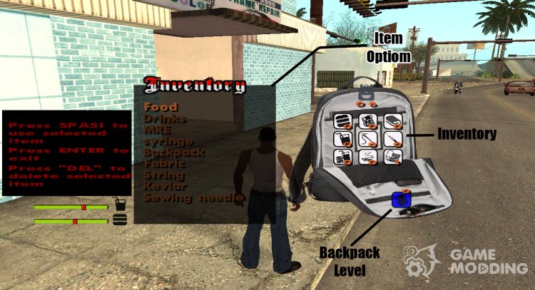 Потребности И Мод Инвентарь (Рюкзак) для GTA San Andreas
