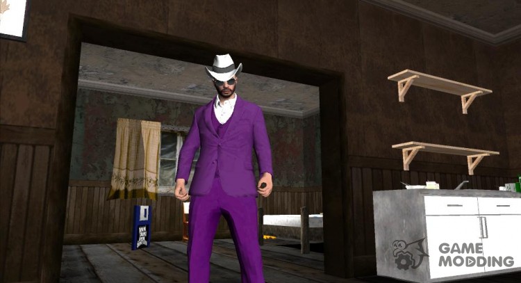 Skin GTA V Online HD in purple suit for GTA San Andreas