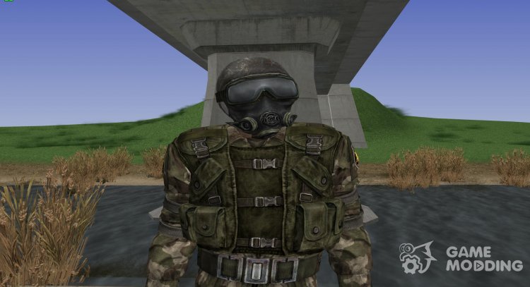 A member of the group Cleaners in the body armor CHN-2 from S. T. A. L. K. E. R for GTA San Andreas