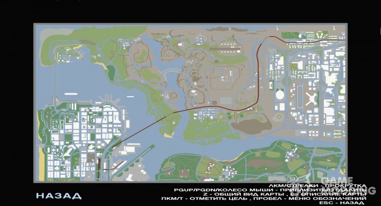 Разноцветная, прозрачная карта для GTA San Andreas