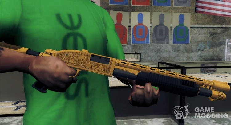 GTA V Pump Shotgun (Nuevo camuflaje Lowrider DLC) para GTA San Andreas