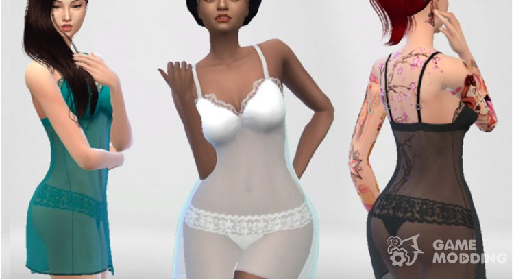 Transparent Nightgown para Sims 4