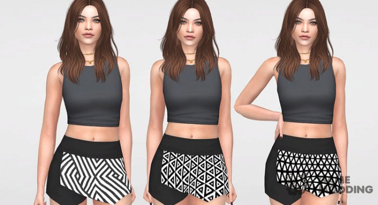 Geometric Short Skirt for Women for Sims 4