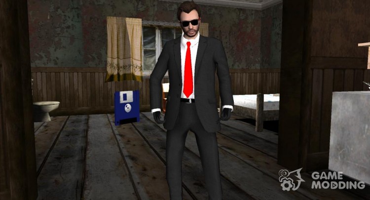 Skin GTA V Online HD в красном галстуке для GTA San Andreas