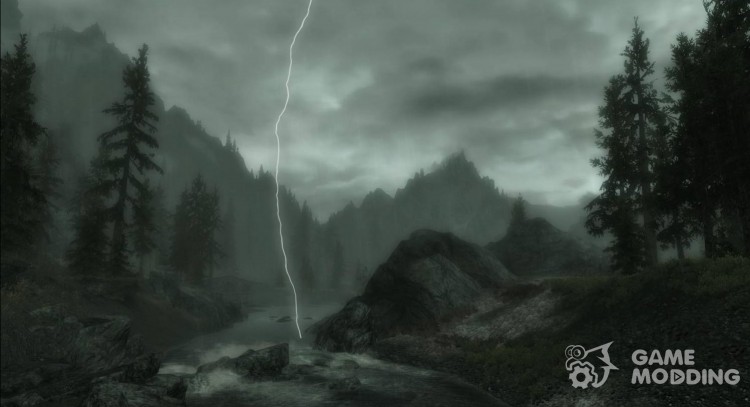Lightning during a thunderstorm for TES V: Skyrim
