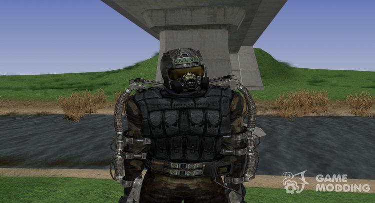Член группировки Прозрение в экзоскелете с модернизированным шлемом из S.T.A.L.K.E.R для GTA San Andreas