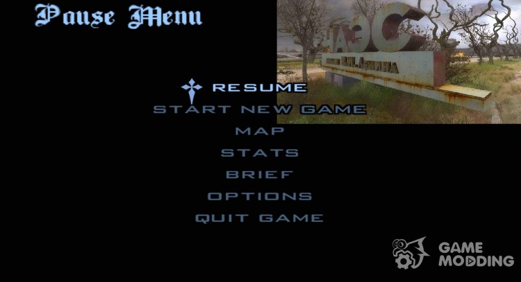 Main menu in style Stalker for GTA San Andreas