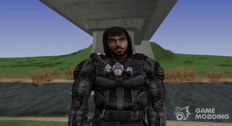A member of the group bounty Hunters with unique appearance of S. T. A. L. K. E. R V. 3 for GTA San Andreas