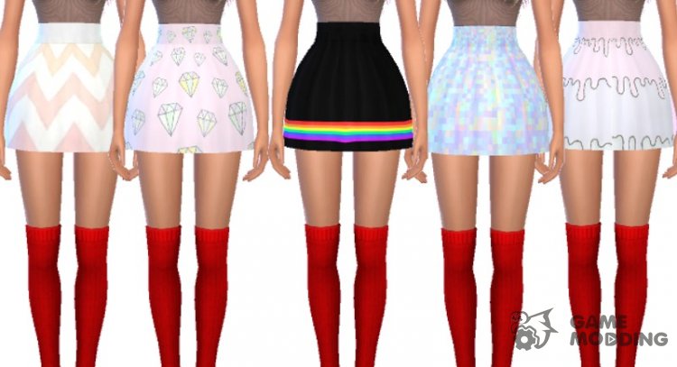 High Waisted Skater Skirts - Mesh Needed для Sims 4