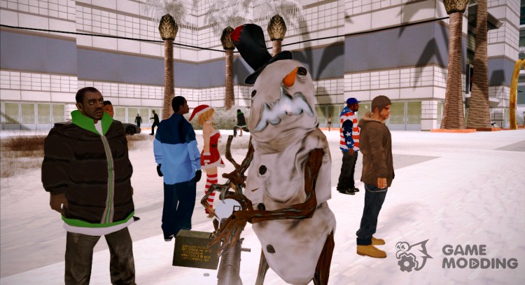 Зимние скины, одежда и оружие (By Babay) для GTA San Andreas