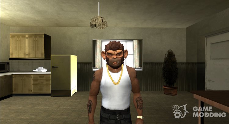 GTA V Space Monkey Mask For CJ для GTA San Andreas