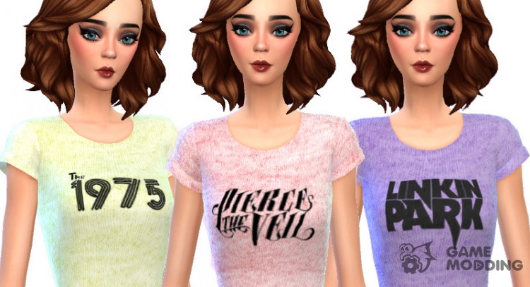Band Tee Shirts Pack Three для Sims 4