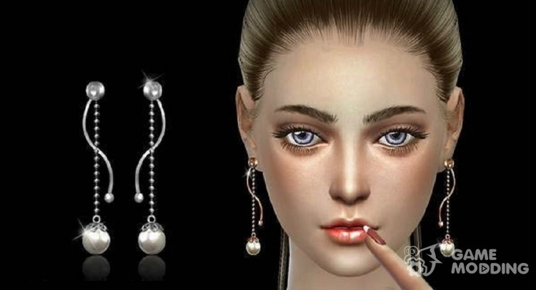 Earrings with pearls for Sims 4
