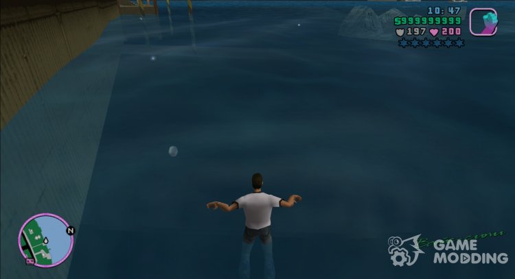 The ability to swim (updated animations) for GTA Vice City