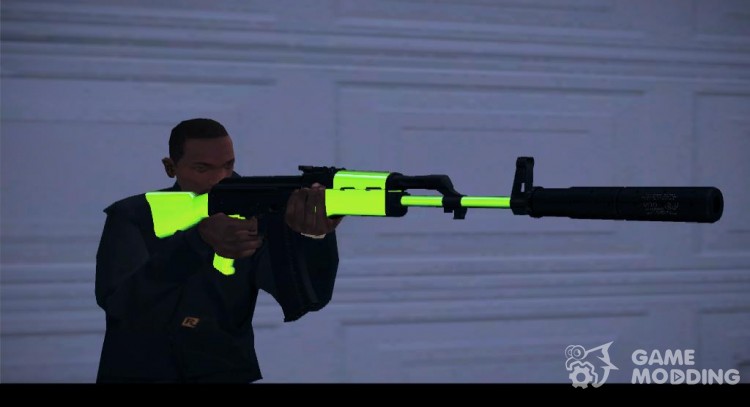 AK-47 chrome green для GTA San Andreas