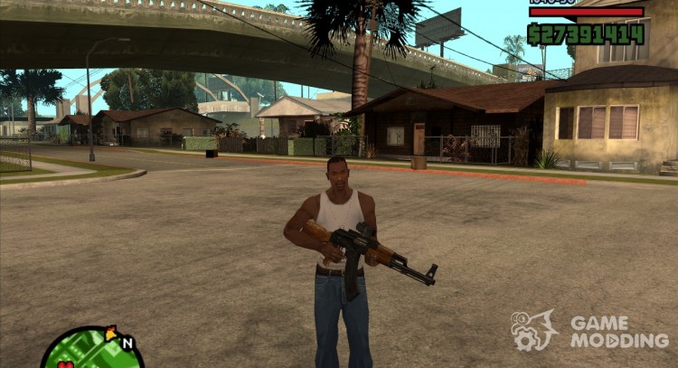 Модифицированый АК-47 с прицелом для GTA San Andreas