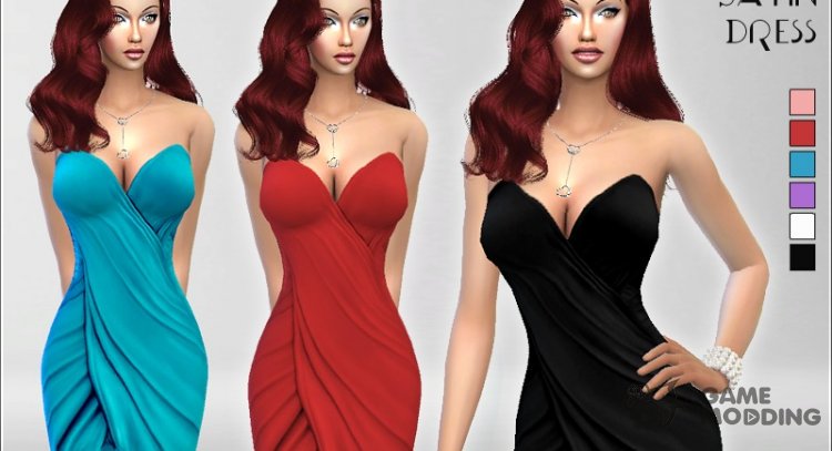 Intreccio Satin Dress para Sims 4