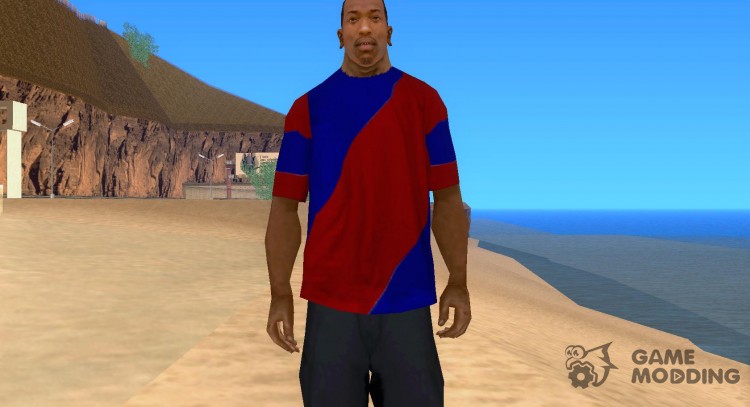 Azul-rojo de la camiseta para GTA San Andreas