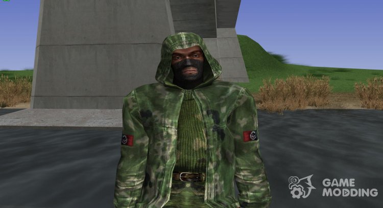 A member of the group the Avengers in a cloak of S. T. A. L. K. E. R V. 2 for GTA San Andreas