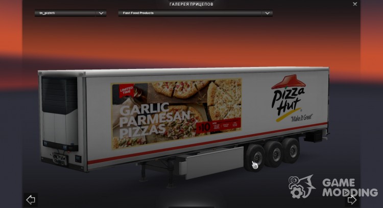 El skin de Pizza Hut para remolque para Euro Truck Simulator 2