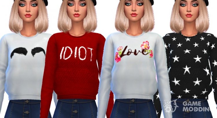 Super Kawaii Sweaters - Mesh Needed para Sims 4
