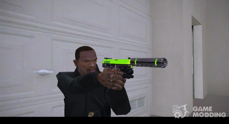 Silencer Pistol chrome green для GTA San Andreas