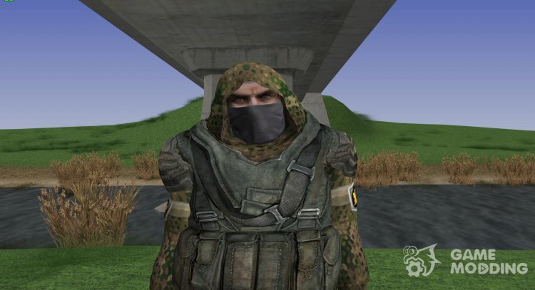 A member of the group Cleaners in the body armor CHN-1B of S. T. A. L. K. E. R V. 1 for GTA San Andreas