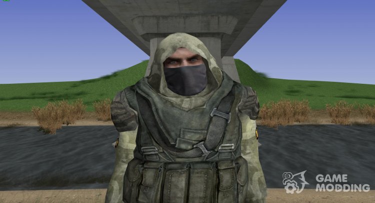 A member of the group Cleaners in the body armor CHN-1B of S. T. A. L. K. E. R V. 3 for GTA San Andreas