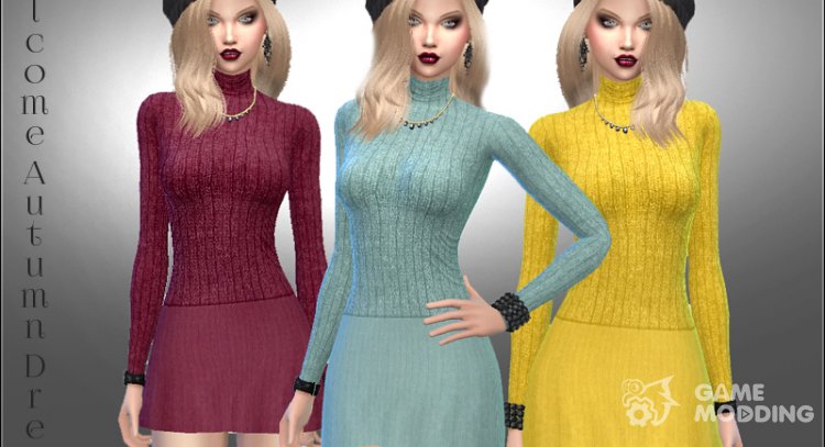 Welcome Autumn Dress para Sims 4