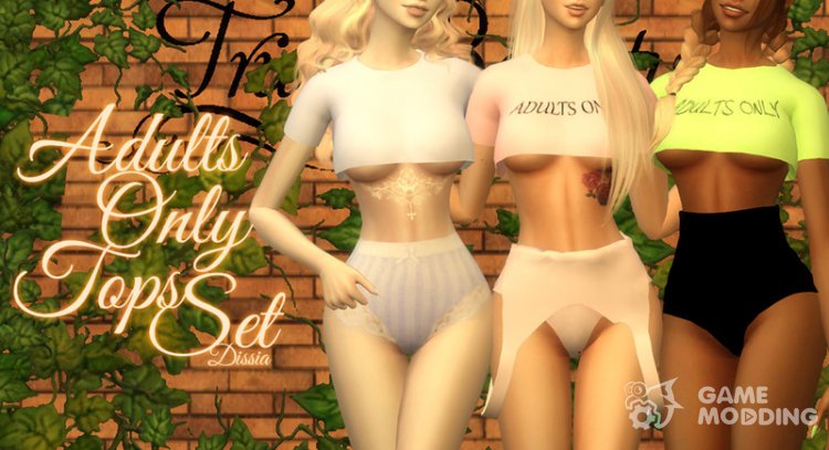 Adults Only Tops Set para Sims 4