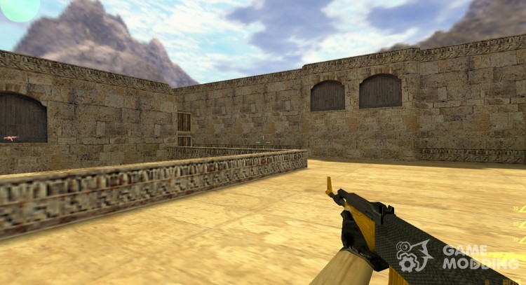 AK47 de carbono con el oro de las partes de madera de para Counter Strike 1.6